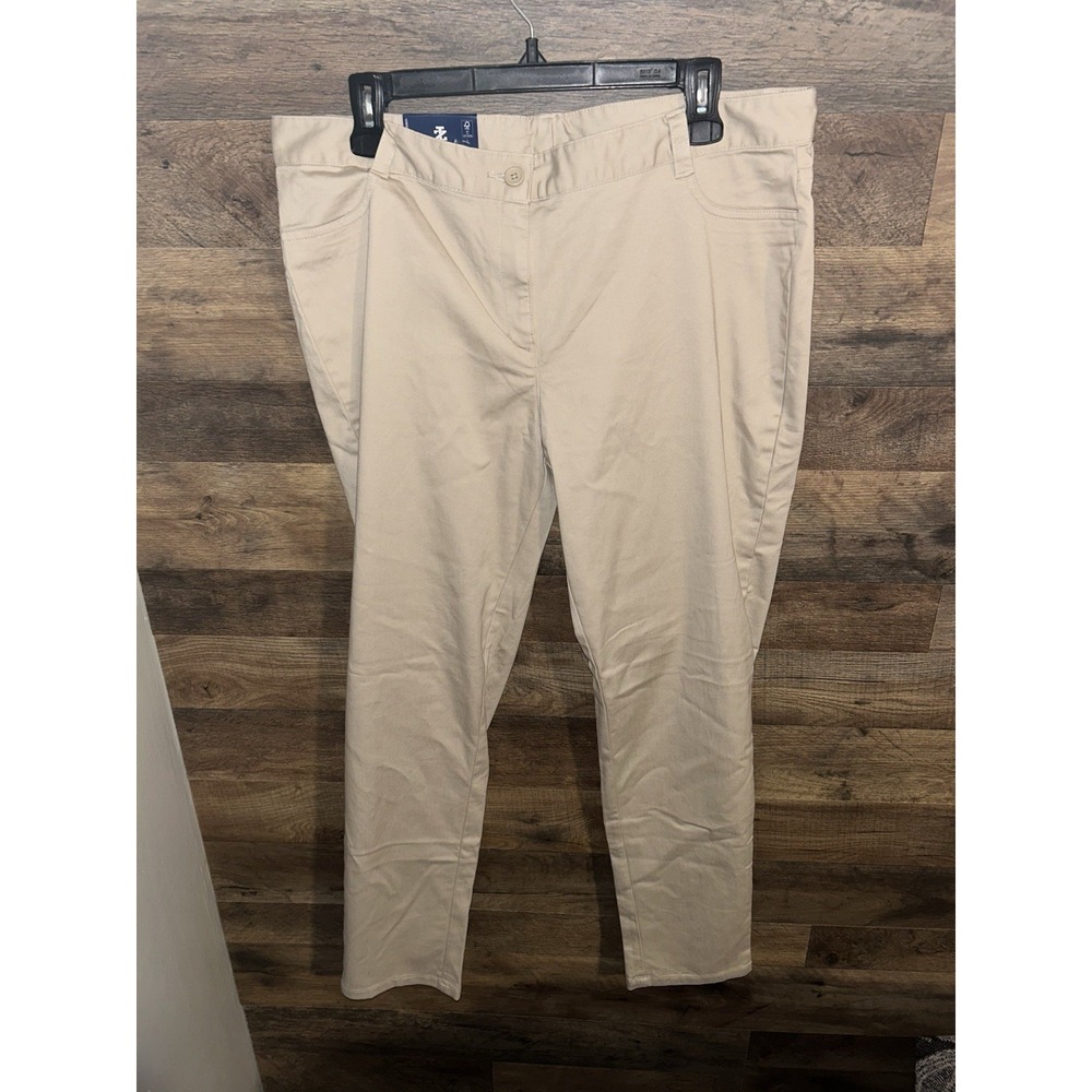 IZOD Juniors Girls Unisex Approved Schoolwear Uniform Khaki Pants Slacks Size 15